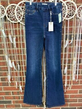 Good American Deep Indigo High-Rise Flare Jeans